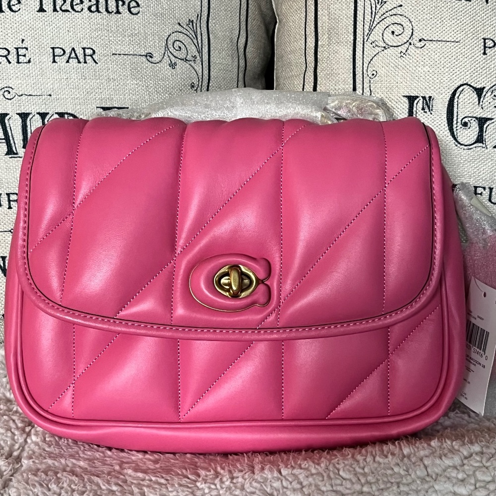 Coach Pillow Madison Shoulder Bag with Quilting in Petunia